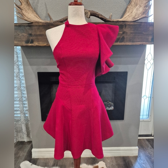C/MEO Collective One Shoulder Red Dress Size XS In Excellent Condition - Picture 2 of 5